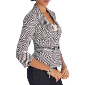 White House Black Market Houndstooth Peplum Blazer